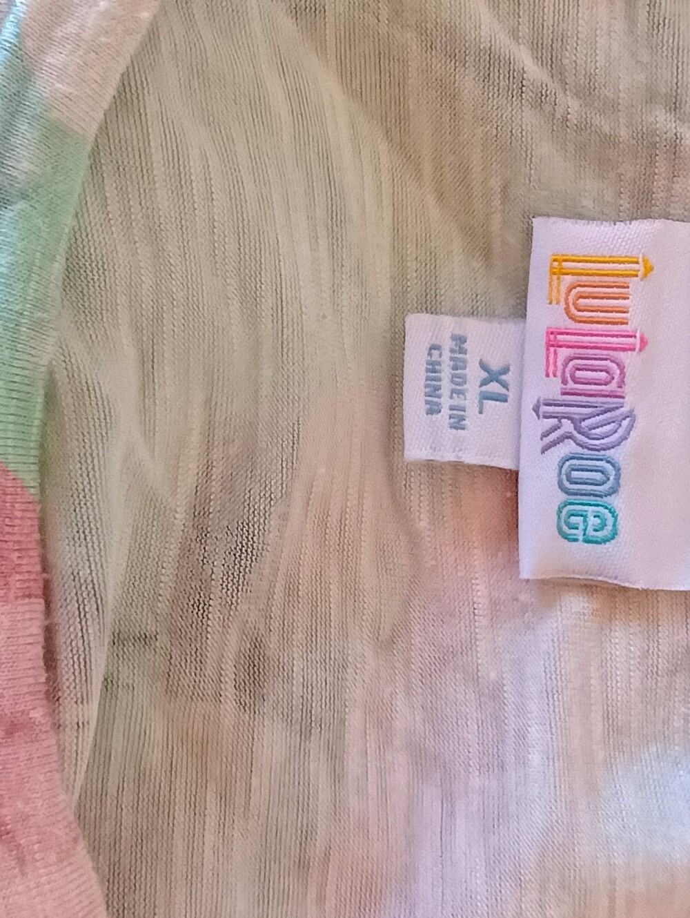 LuLaRoe Olive Top Mint Green Pink Floral Tulip Sleeve Hi-Low Boho Flowy Size XL - Picture 5 of 6